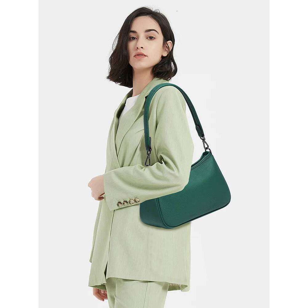 Zency Women's Genuine Leather Shoulder Bag Elegant French Style Small Handbag Female Underarm Bags Lady Crossbody Purses