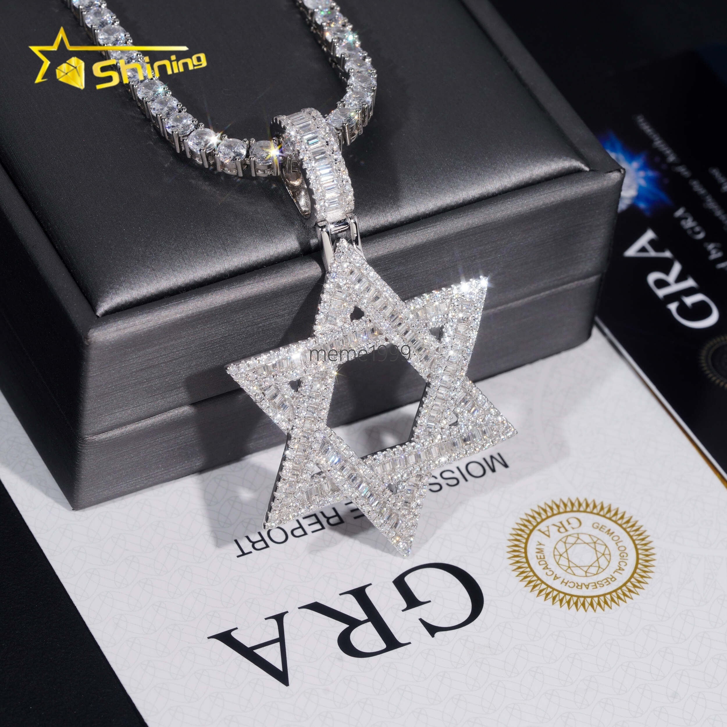 Pass Diamond Tester GRA Certified Hip Hop Jewelry 925 Silver Iced Out VVS Custom Moissanite Pendant Star Pendant