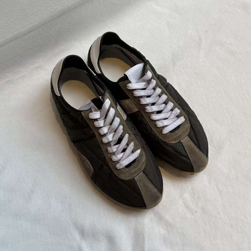 Cowhide Version~2025 New Color Block Fashion Versatile Round Toe German Training Unisex Flat Lace-up Sports Casual Shoes