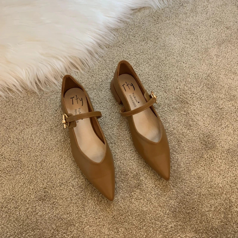 French Retro Women Shoes Spring New Pointed Flat Shoes Fashion Versatile Mary Jane Shoes Comfor Non Slip Womens Leather Shoe 250820