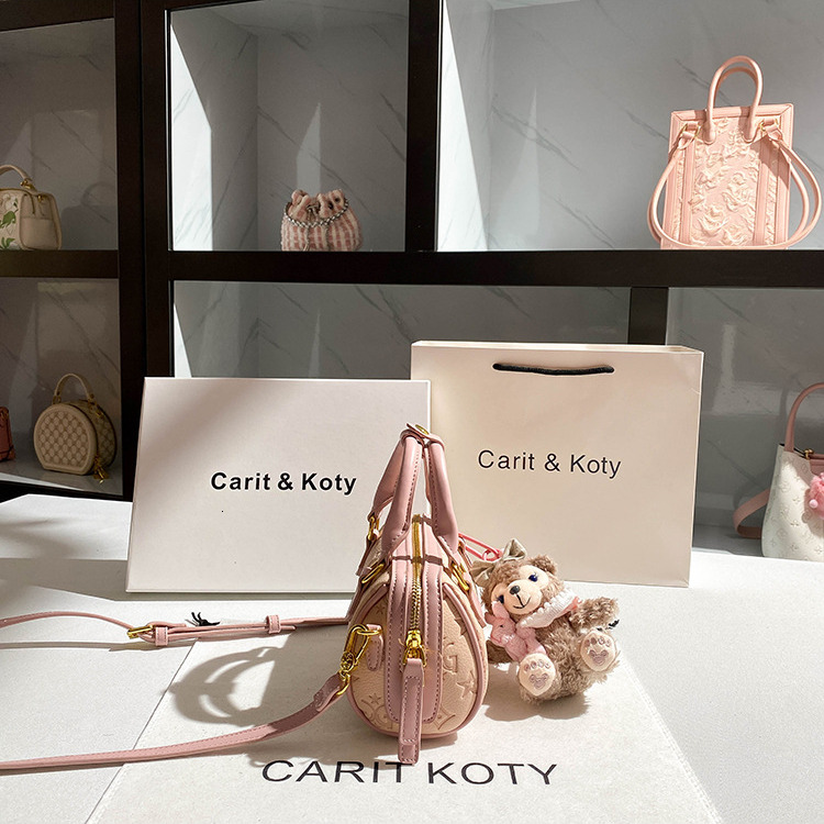 Free Shipping Designer Luxury Pink Embossed Women's Boston Bag New High-end Handbag Pillow Bag Fashion Shoulder Crossbody Bag Leisure Makeup Bag