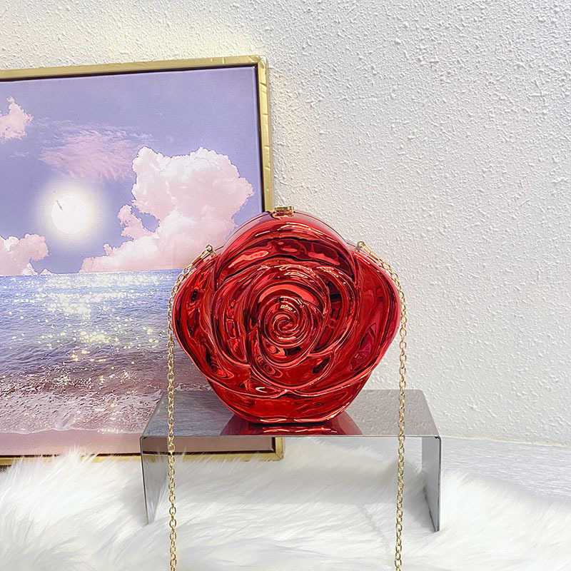 Fashionable Rose Flower Acrylic Bag Hot-Selling High-End Feel Coin Purse Lipstick Crossbody Clutch Bag