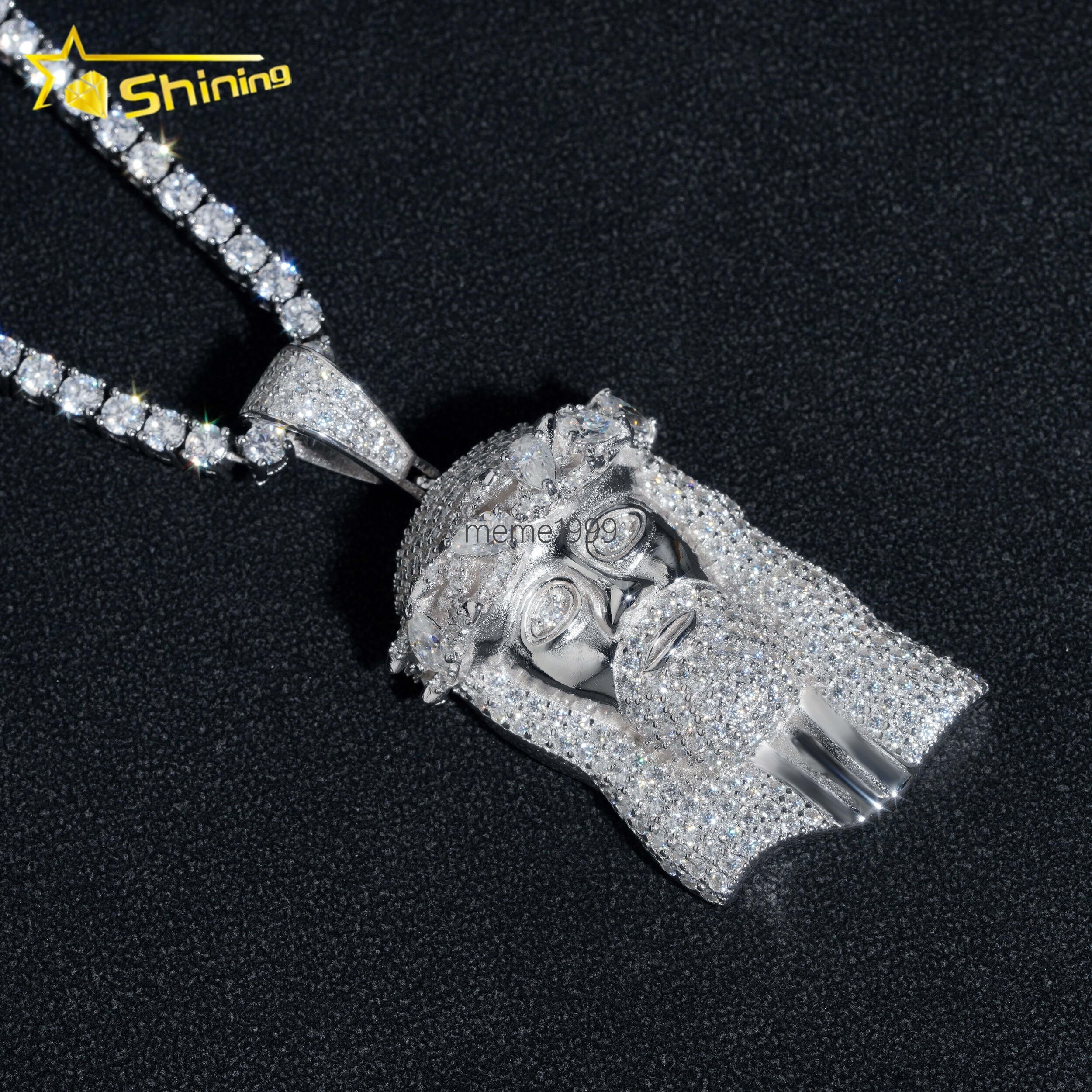 High Quality Hip Hop Men Jewelry 925 Silver Ice Out Necklace VVS Diamond Jesus Pendant Chain