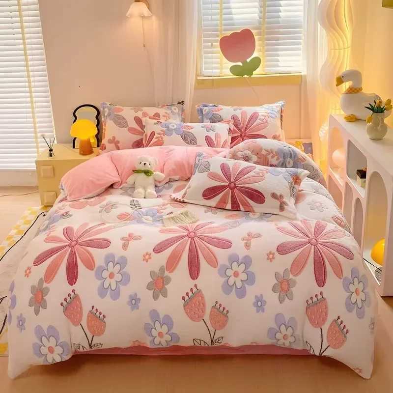 Winter Flannel Duvet Cover Rainbow Dual-color Soft Warm Quilt Cover Cozy Thick Comforter Cover for Adults Children Queen King Y250819