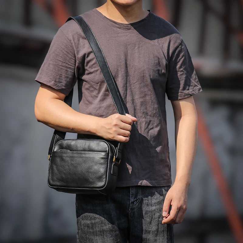 GURO Mens Genuine Leather Shoulder Bag Natural Cowhide Crossbody Casual Small Satchel Mobile Phone Bag For 7.9 Inch IPad Y250819