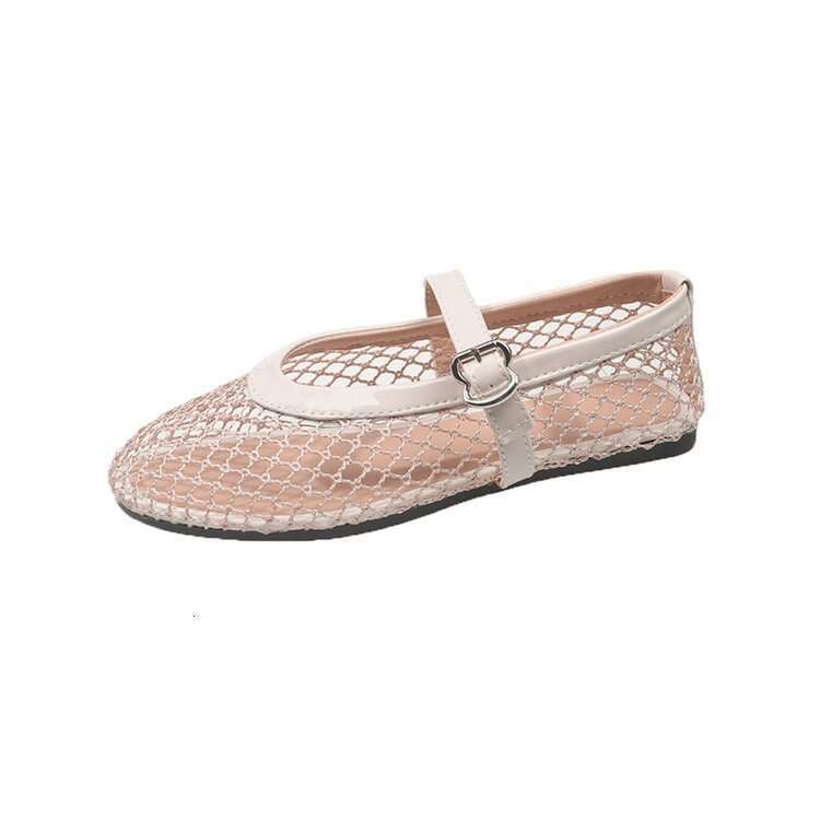 36-42 Large Size Flat Hollow Summer New Style Sandals for Women, Fishnet Surface Shoes, 2025 Mary Jane Single Shoes
