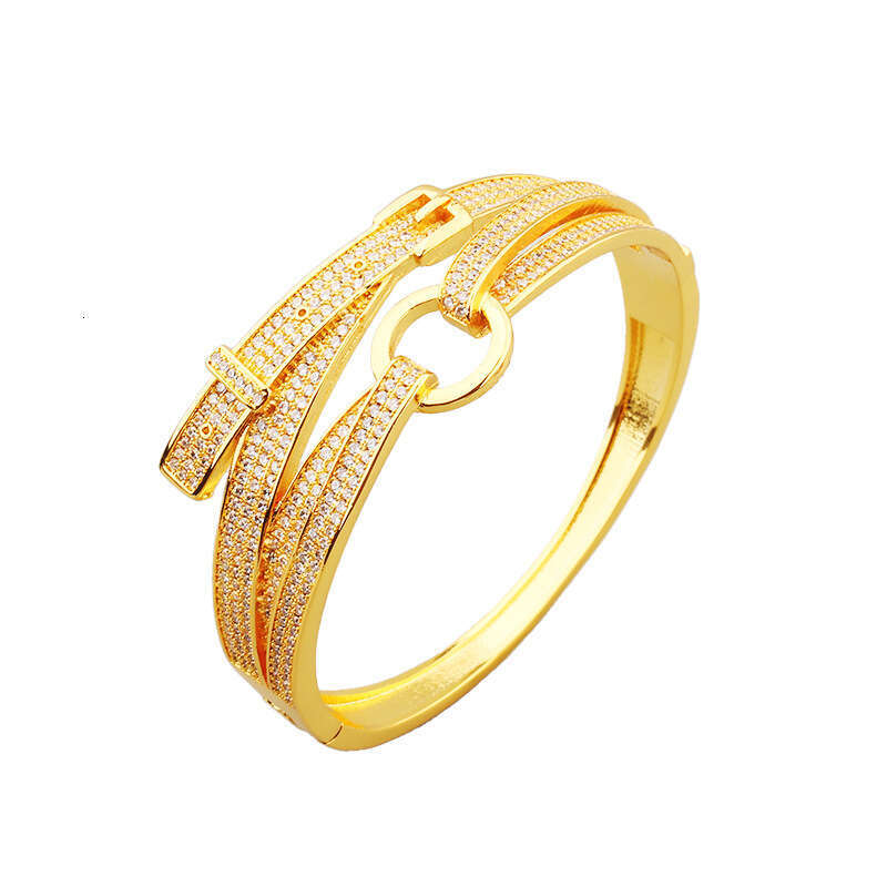 Trendy Fashion Women's Full Dia Elegant Belt Bracelet Gold-Plated Jewelry