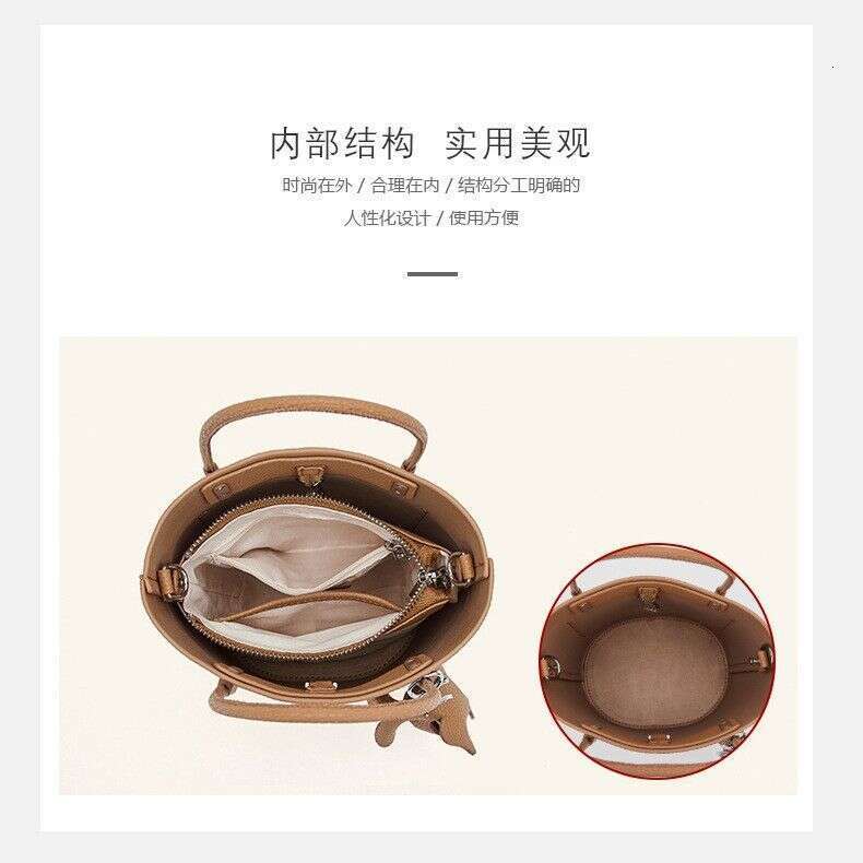 New Fashion Simple Handbag Single Shoulder Bucket Korean Style Cowhide Crossbody Genuine Leather Women's Bag designer bag B5