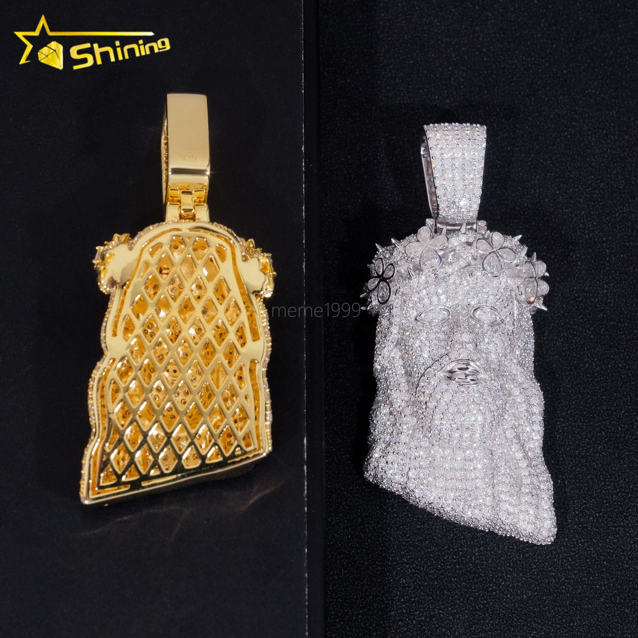 Fine Jewelry 925 Sterling Silver Gold Plated Diamond Iced Out Hip Hop 2.5 Custom Moissanite Pendant Jesus