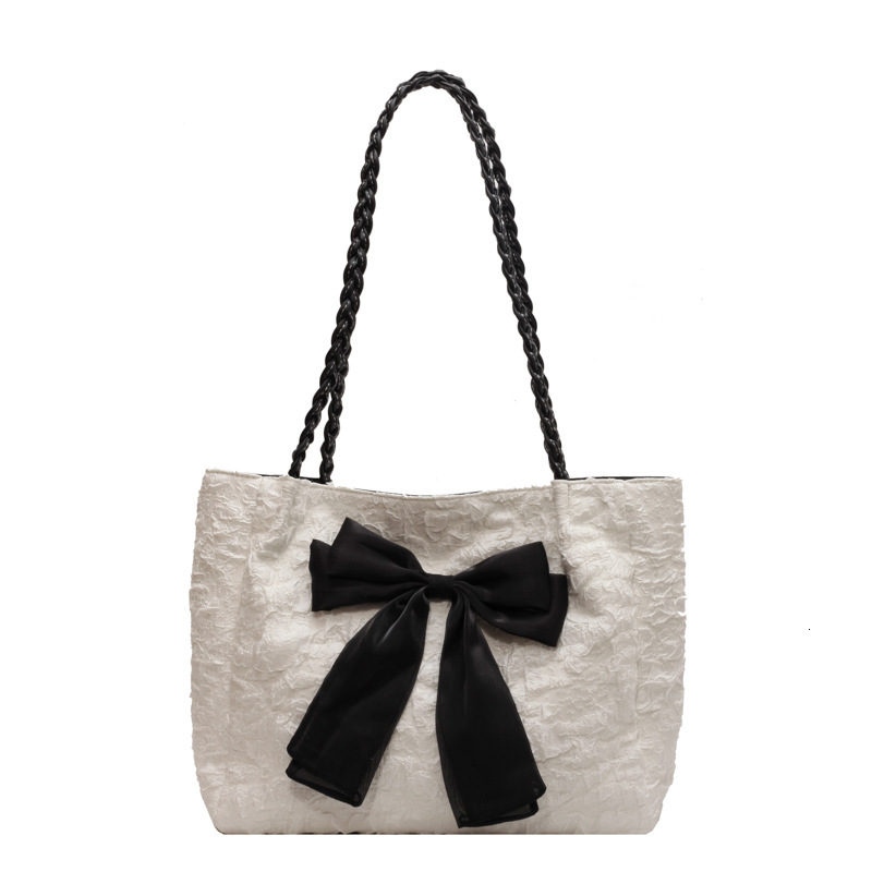 2025 autumn women's bag niche design knitted bow color blocked shoulder bag casual travel handbag handbag women's bag women's crossbody