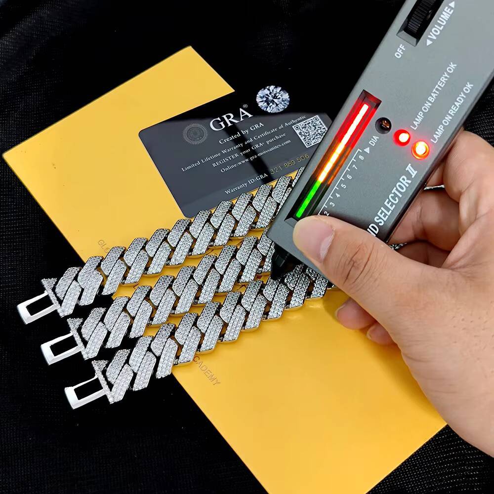 NUOYA High Quality 925 Sterling Silver Cuban Necklace Hip Hop Jewelry Shiny VVS Diamond Prong Miami Cuban Link Chain for Women