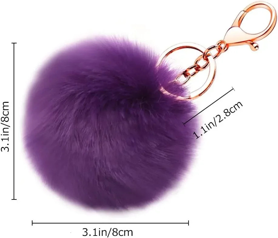 Fluffy Fur Hair Ball Keychain Soft Faux Rabbit Car Keyring Pompom Key Chains holder Women Bag Pendant Jewelry Gifts 250811