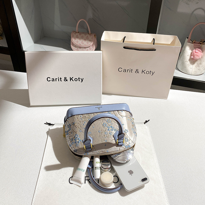 Free Shipping Designer Luxury Heavy Embroidery Women's Shell Bag Mini Handbag Chinese Style New High-end Contrasting Single Shoulder Crossbody Ba