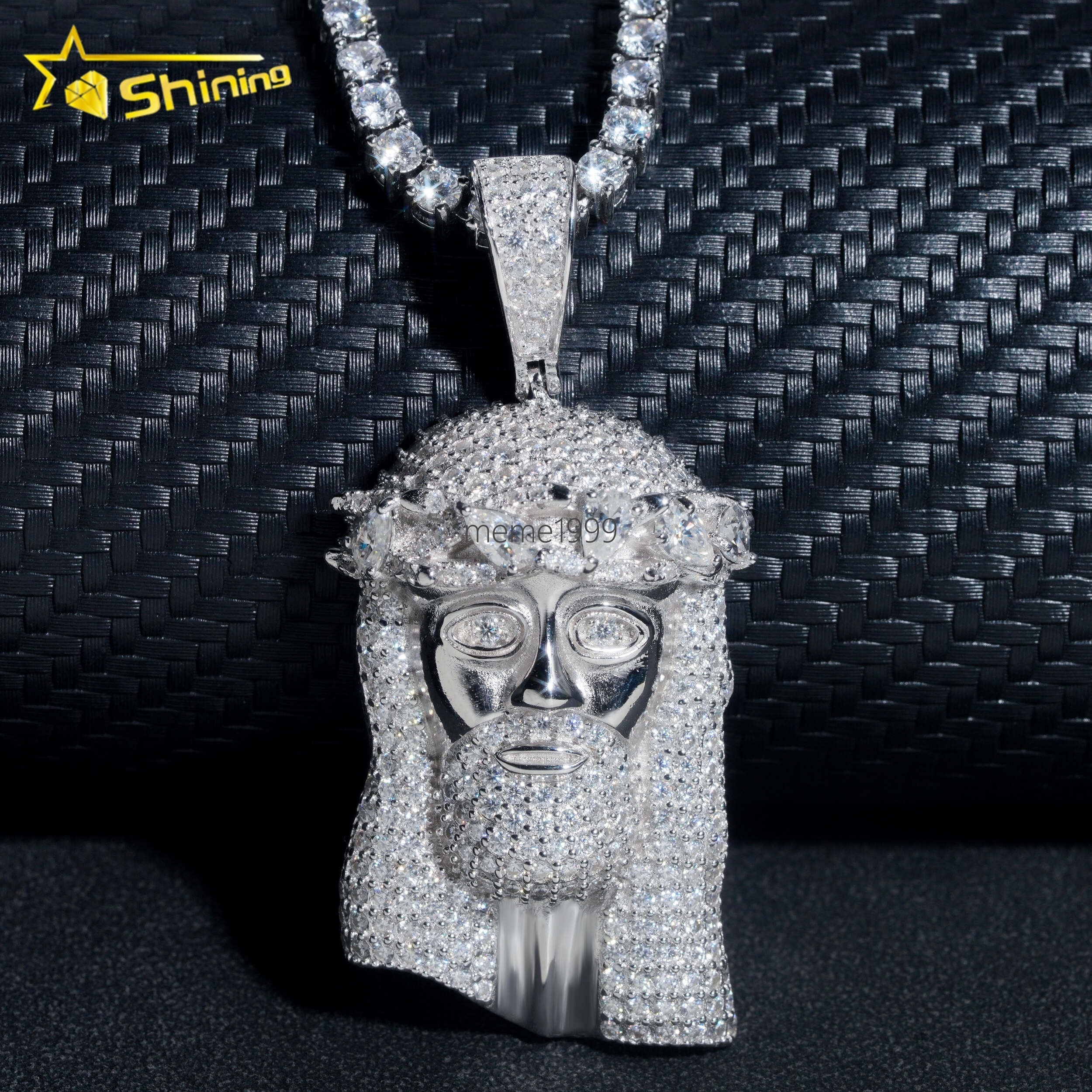 High Quality Hip Hop Men Jewelry 925 Silver Ice Out Necklace VVS Diamond Jesus Pendant Chain