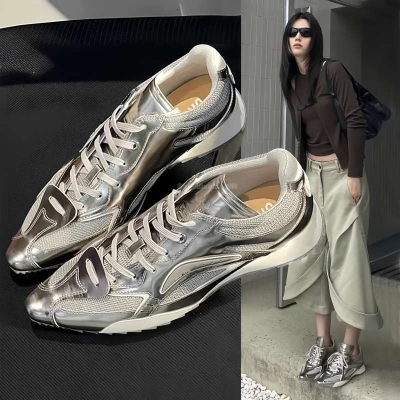 Women's Thick-Soled Versatile Casual Sneakers Asymmetric Tongue German Training Height Increasing Boxing Shoes 2025 New Model