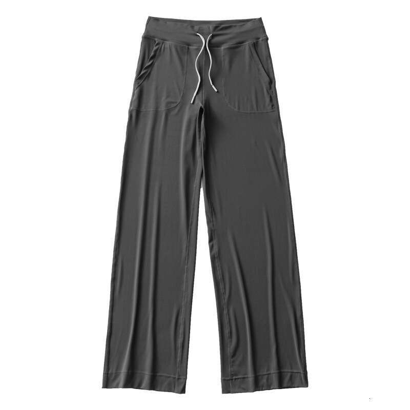 Yoga Wide-Leg Throwback Still Drawstring Straight High-Waist Tummy Control Pocket Draped Floor-Length Pants