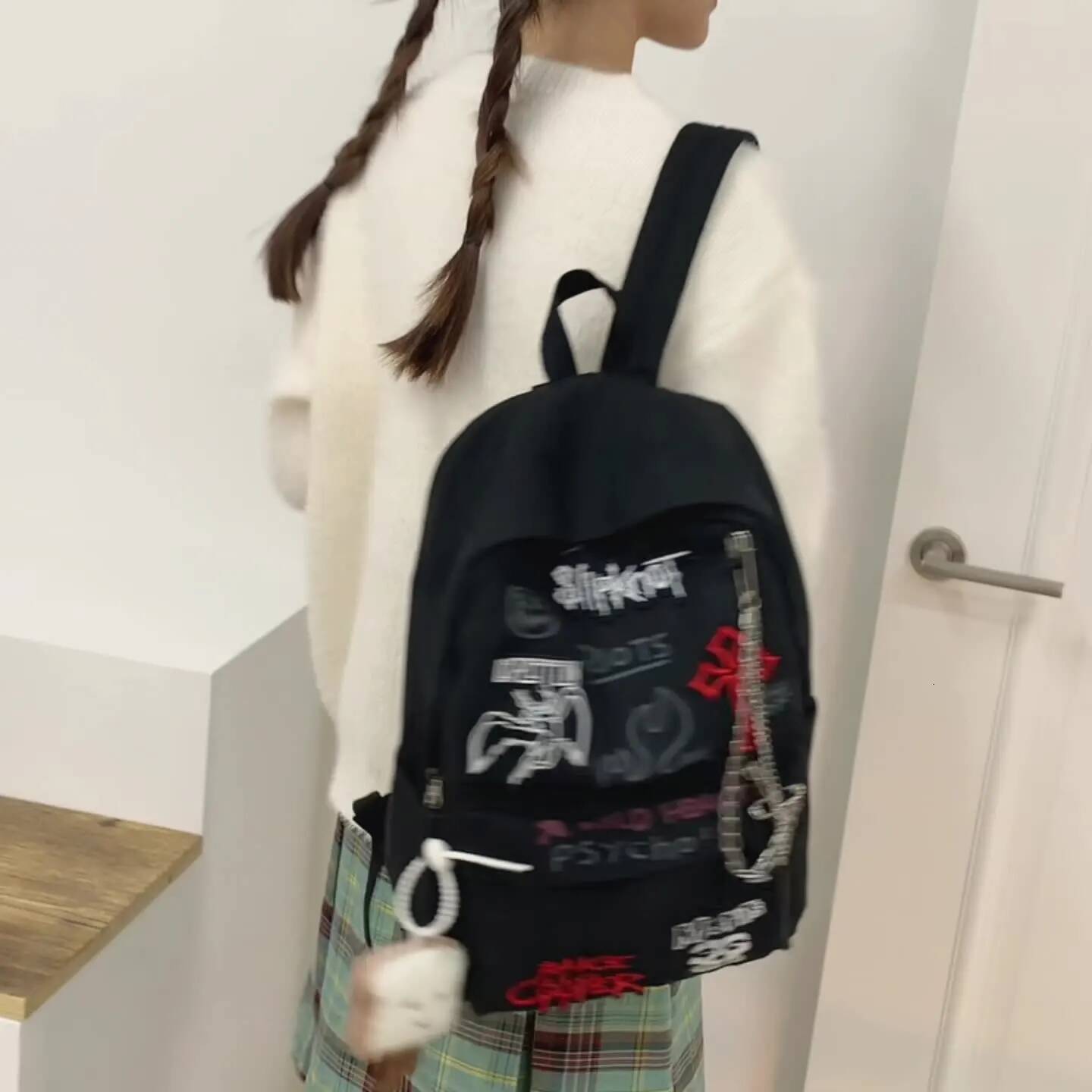 Gothic Rock For Men And Women Large Capacity Canvas Casual Backpack With Metal & Patchwork Accents for Daily Use high-quality