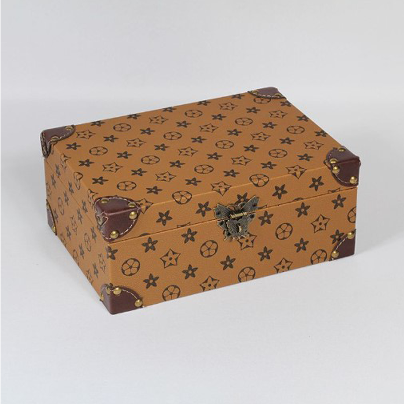 High Value Retro Plaid Design Storage Box Light Luxury For Bedroom Bedside Table Storage And Decoration