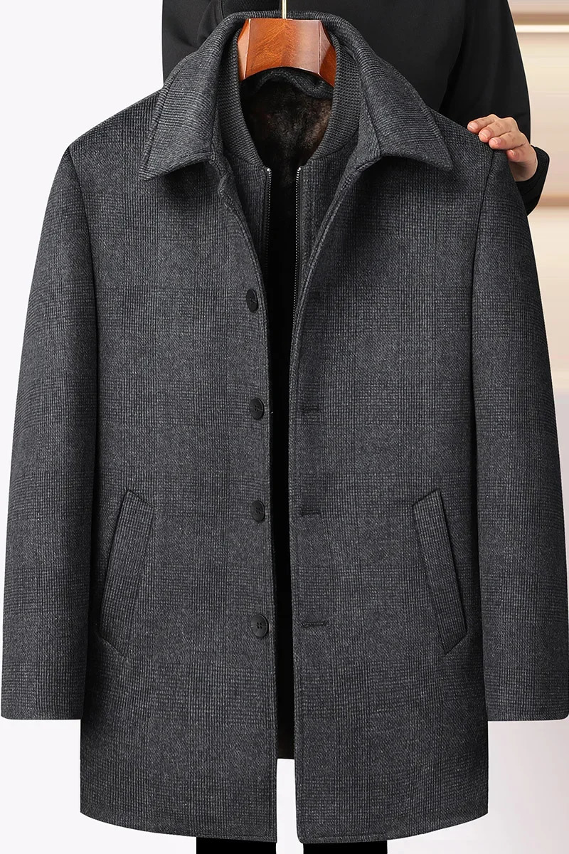Arrival Winter Jacket Men Fashion Woolen Coat Mens Casual Wool Thicken Warm Trench Dress ZL488 250820