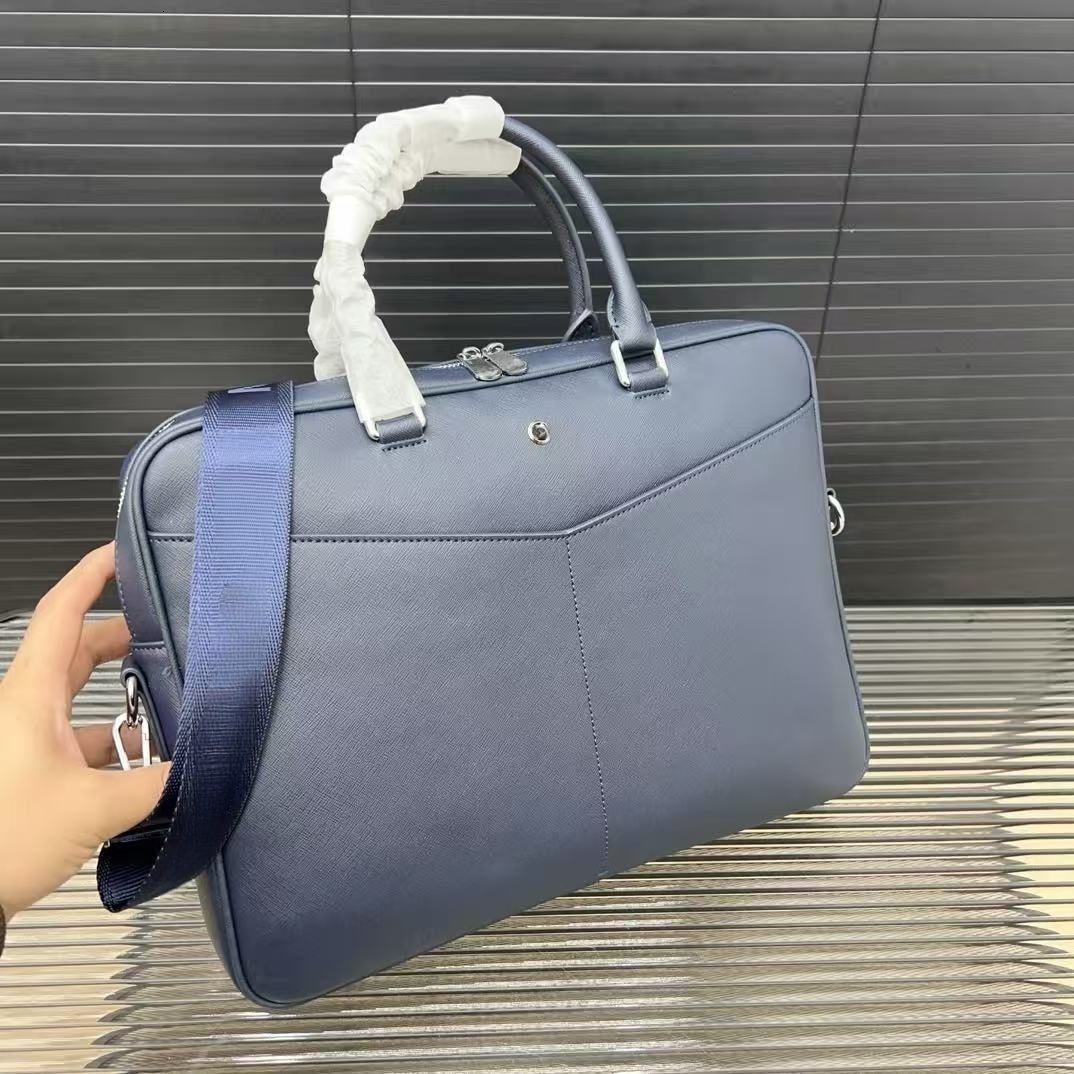 Famous designer mens pure leather black crossstripe briefcase messenger bags laptop bag business office bag cross-body traveling shoulder bag purse