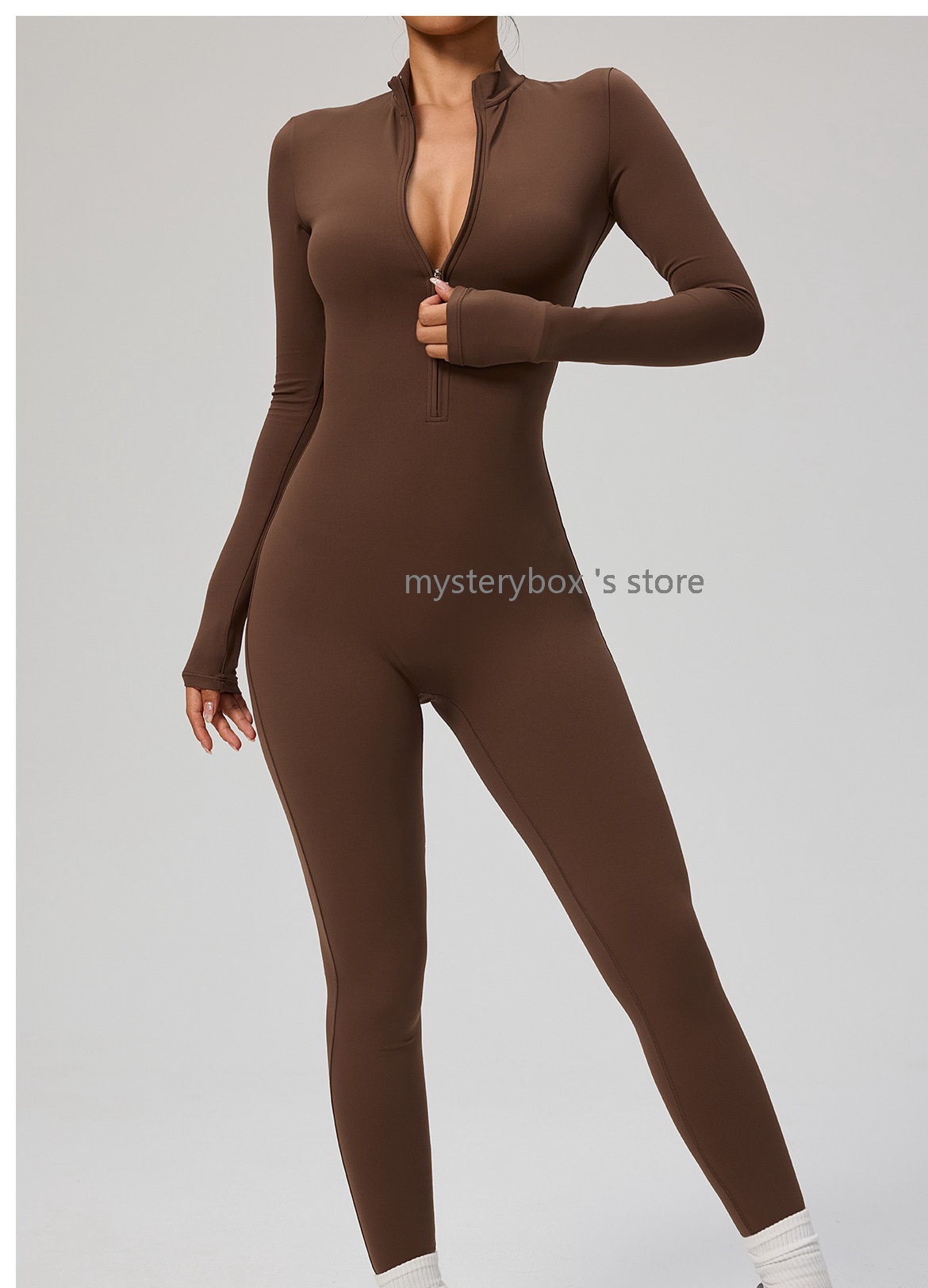 Women Ladies Yoga Outfit Wear Yoga Outfits Zipper Long Sleeved Yoga Jumpsuit Dance Fitness Tight Fitting Sports Cycling Clothes Suits Mysterybox Store