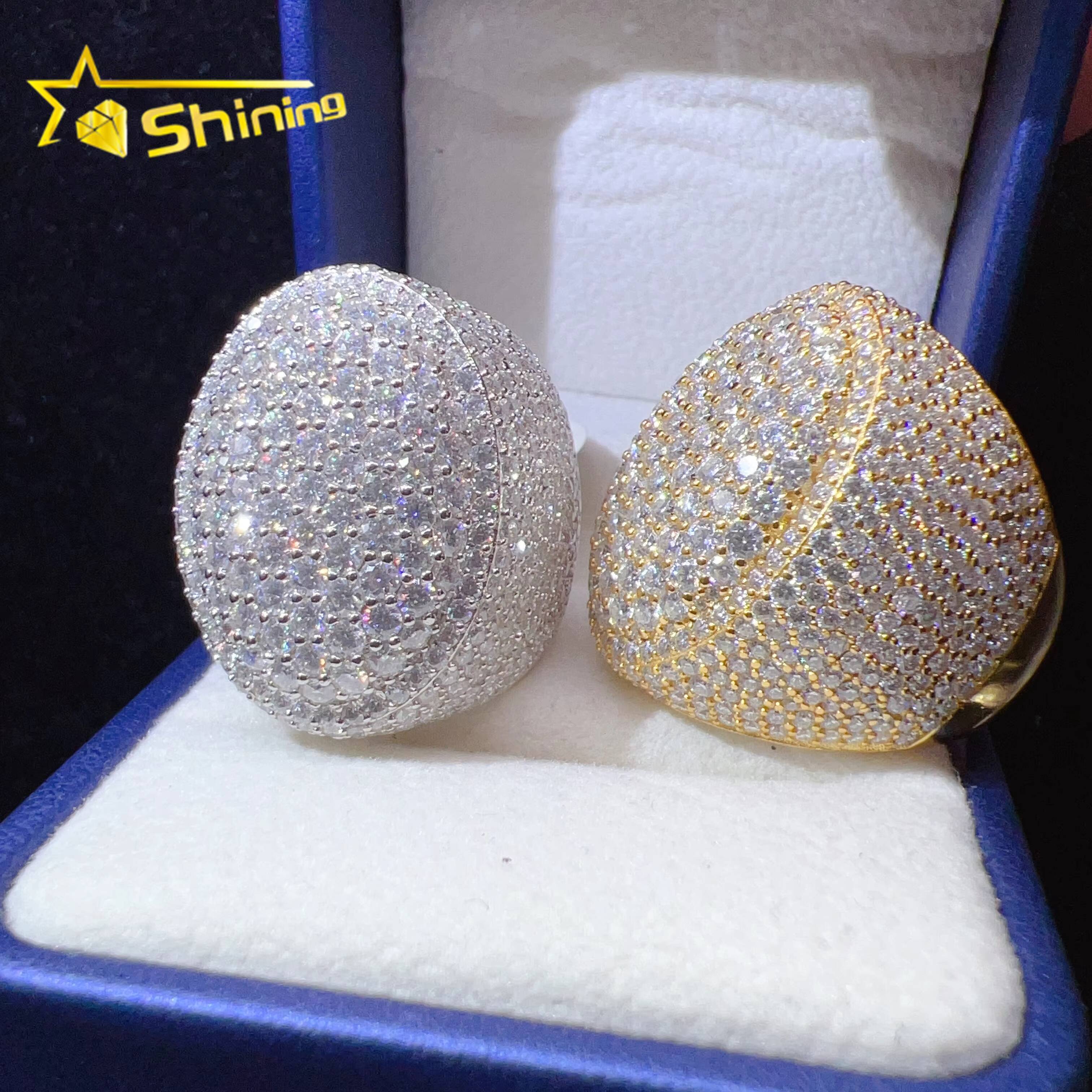 Pass Diamond Tester Iced Out Custom VVS Moissanite Hip Hop Sterling Silver 925 Rings