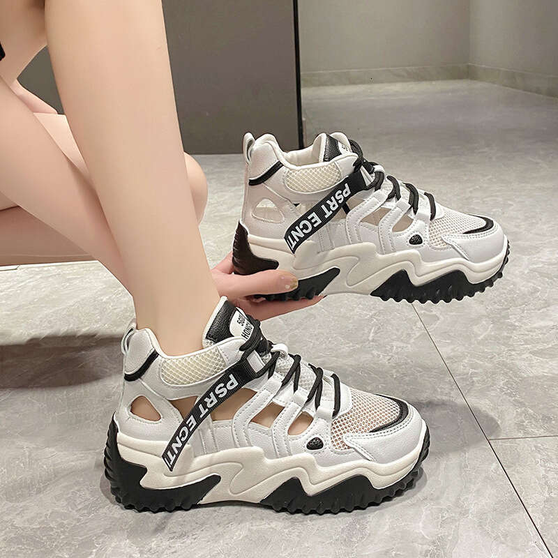 Thick-Soled Height-Increasing Casual Sports Dad Shoes for Women PU 2023 Summer New Versatile Korean Style Platform Sandals