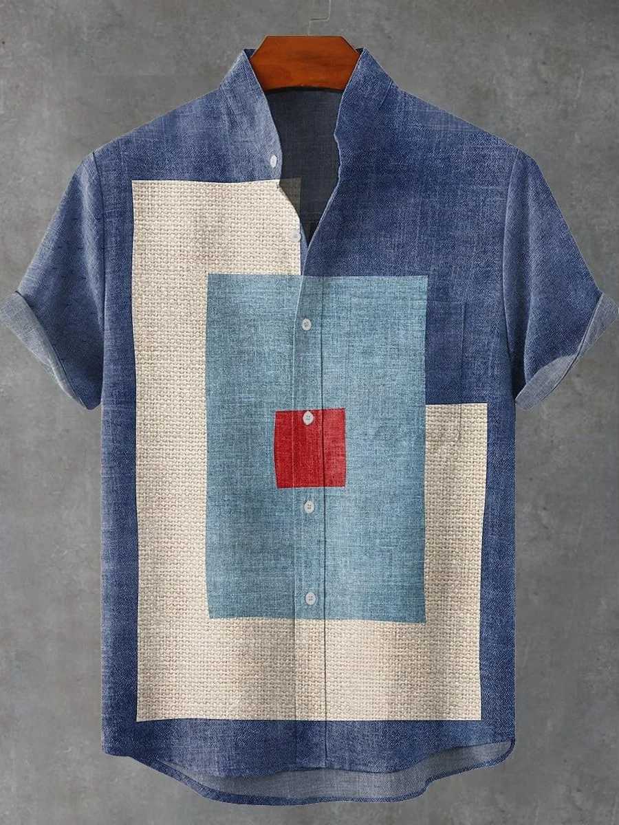 2025 Mens casual new linen shirts artistic printed shirts mens casual street fashion shirts with fast delivery Y250819
