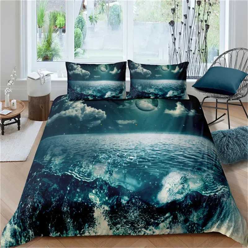 3D Ocean Waves Bedding Set Queen Size Soft Summer Sea Beach Duvet Cover Set Hawaiian Tropical Print Comforter Cover cases Y250819