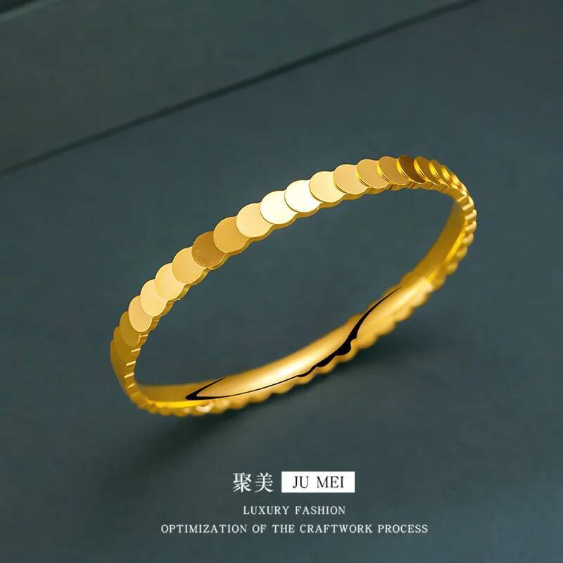 Luxury 24K 9999 Pure Gold real gold Fish Scale Flash Womens Bracelet Long Scale Ring Bracelet