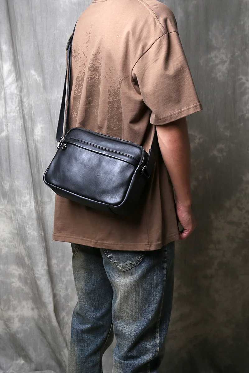 Mens Crossbody Bag Genuine Leather New Casual Backpack For Commuting Single Shoulder Bag Trendy Top Layer Cowhide Bag Y250819