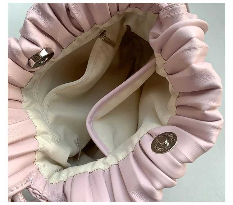 PU Leather Small Square Crossbody Bags for Women 2025 New Fashion Pleated Versatile Phone Shoulder Bag Korean Handbags Y250819