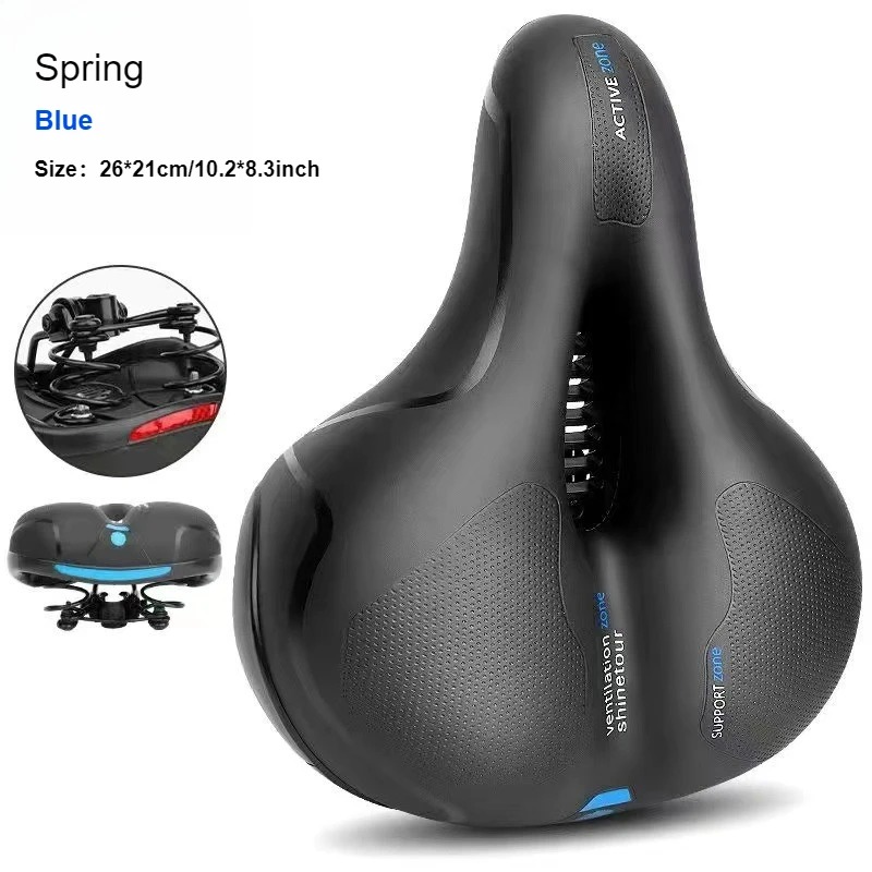 Comfort Bike Seat for Women Men, Wide Bicycle Saddle Replacement Memory Foam Padded Soft Bike Cushion with Shock Absorbing Universal Fit for Indoor/Ou