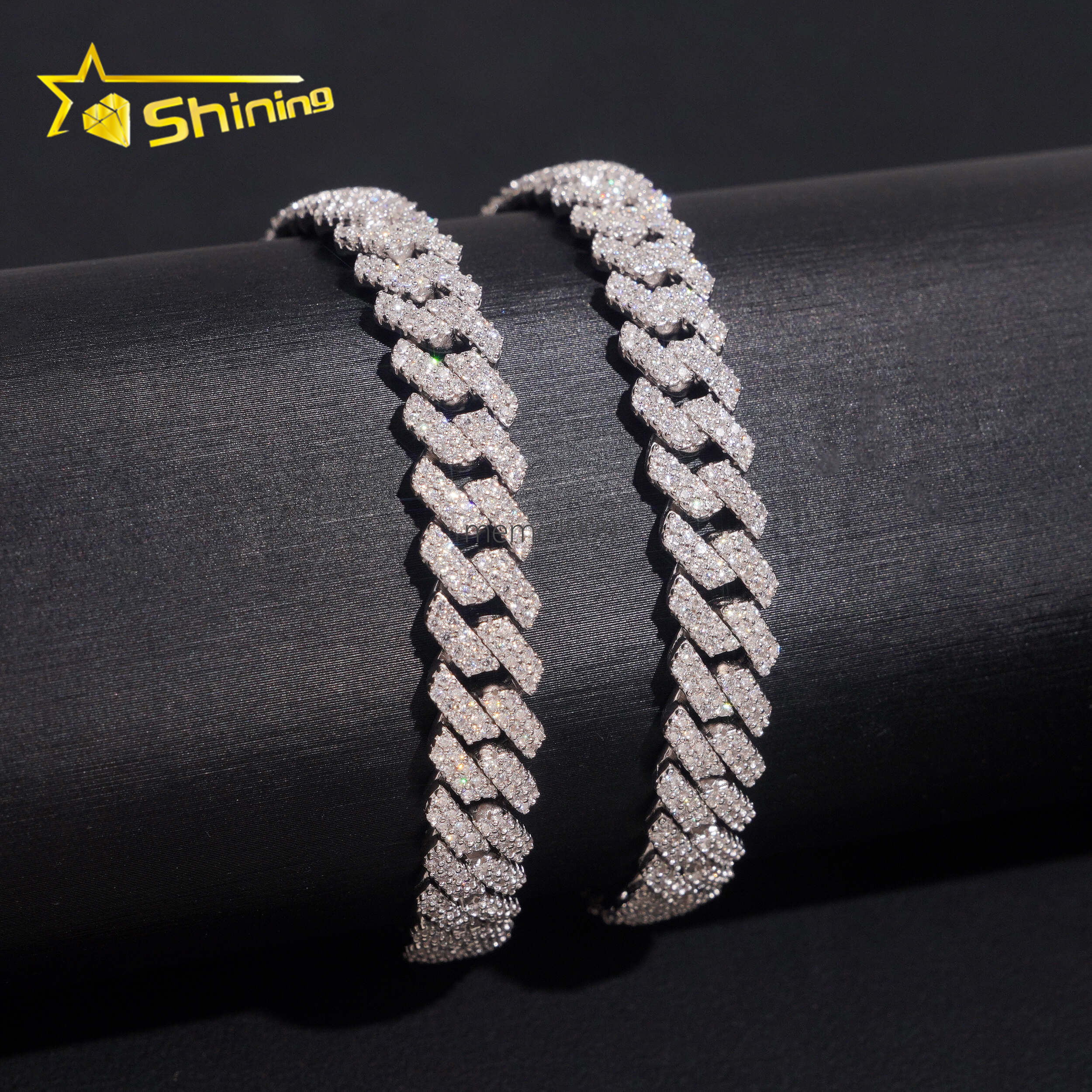 USA Local Stock 925 Silver 8mm VVS Moissanite Cuban Bracelet Hip Hop Jewelry Men Women Iced Out Moissanite Bracelet