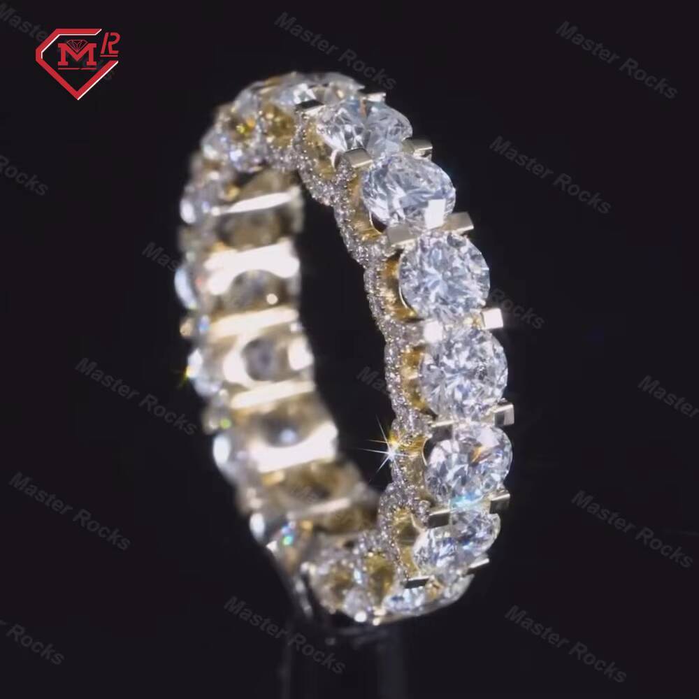 Factory Sell Stackable 1 Rows Moissanite Engagement Ring 18k White Gold Plating 925 Sterling Silver Moissanite Ring Women