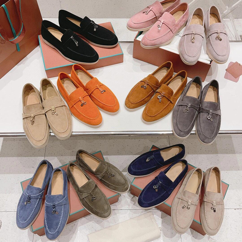 Dress Designers men Shoes for Womens Loafers Top Quality Cashmere Leather Tassels High Elastic Beef Tendon Bottom Casual Flat Heel Soft Sole Dress Shoe Black 35-46