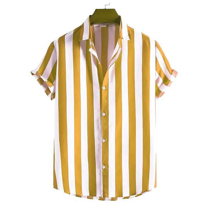 Striped Simple mens Shirt Casual Loose Lapel Cardigan Top Large Size mens short-sleeved Shirt Comfortable And Simple Y250819