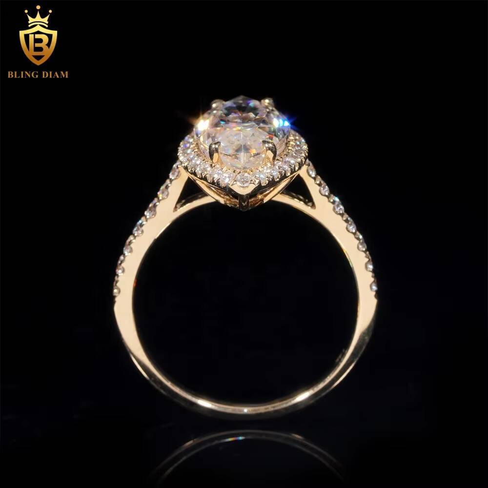Fine Jewelry Custom Ring D Color VVS Moissanite Diamond 14K Yellow Gold Engagement Wedding Ring