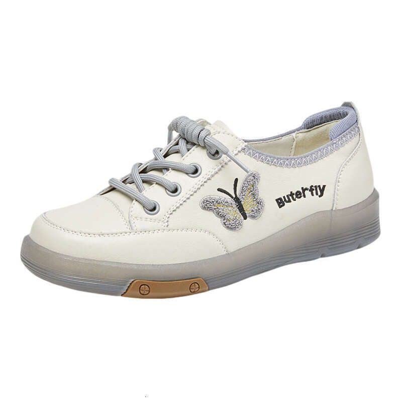 New Style White Sneakers Versatile Butterfly Embroidery Internet Celebrity Student Fashion Trendy Maternity Mom Slip-On Large Size Shoes