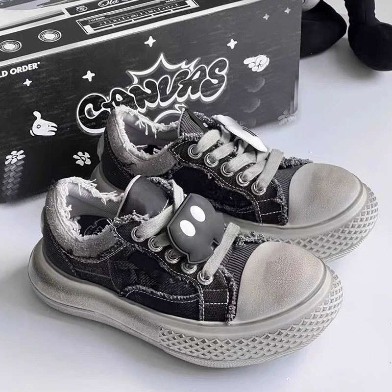 and Funny Big Head for Women 2024 New Summer Thick-Soled Student Canvas Shoes Versatile Cute Sneakers Couple Style Campus
