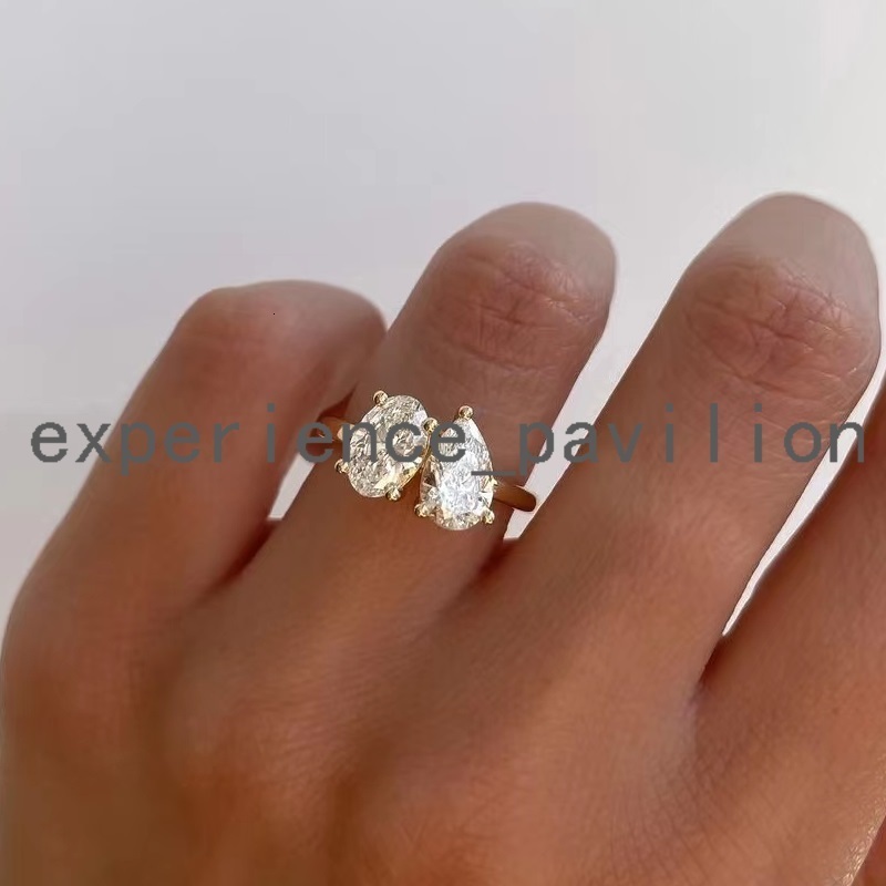 Romantic TOI ET MOI Design Fine Jewelry 18K White Gold Wedding Moissanite Diamond Engagement Rings Women