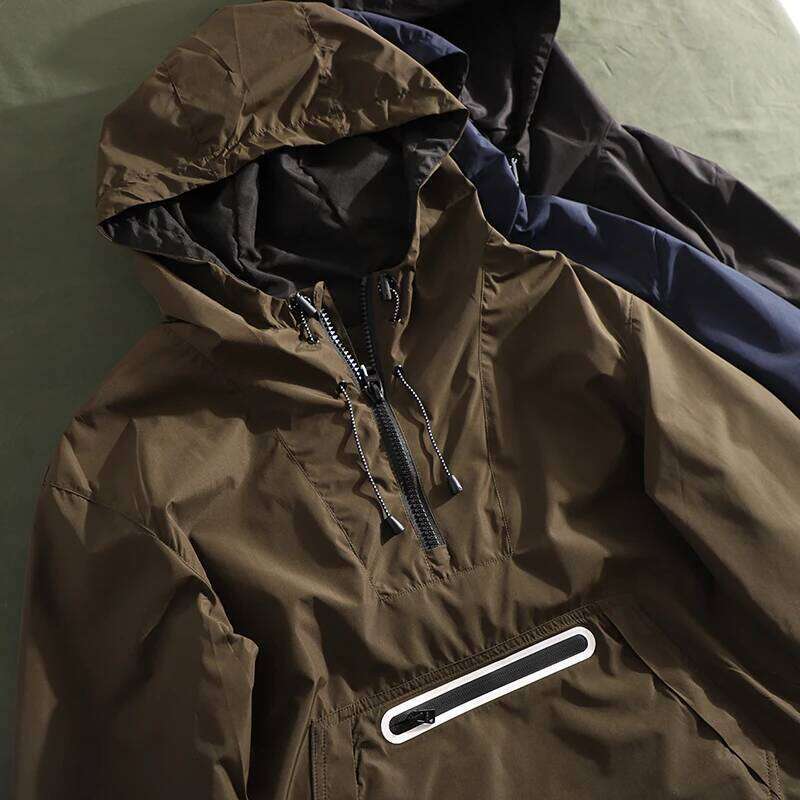 Outdoor Professional Men's Windproof and Waterproof Flight Jacket Half Zipper Pullover Hoodie Loose Hooded Assault Sweater