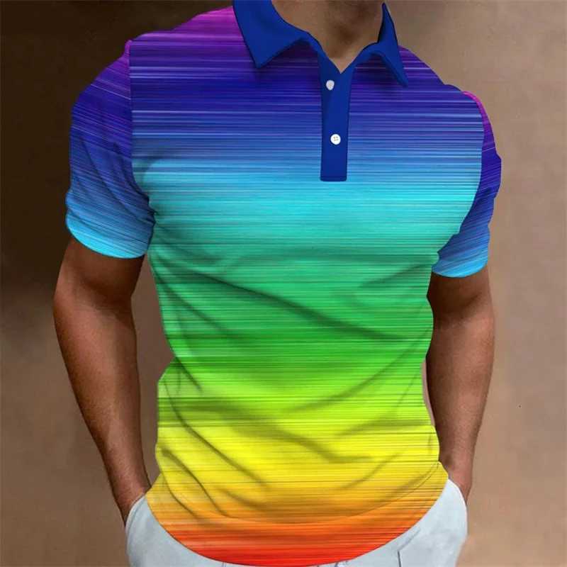 New In Mens Shirt 3d Print Rainbow Graphic Short SLeeved Tshirt Mens Loose Oversized Shirt Tops Streetwear Y250819