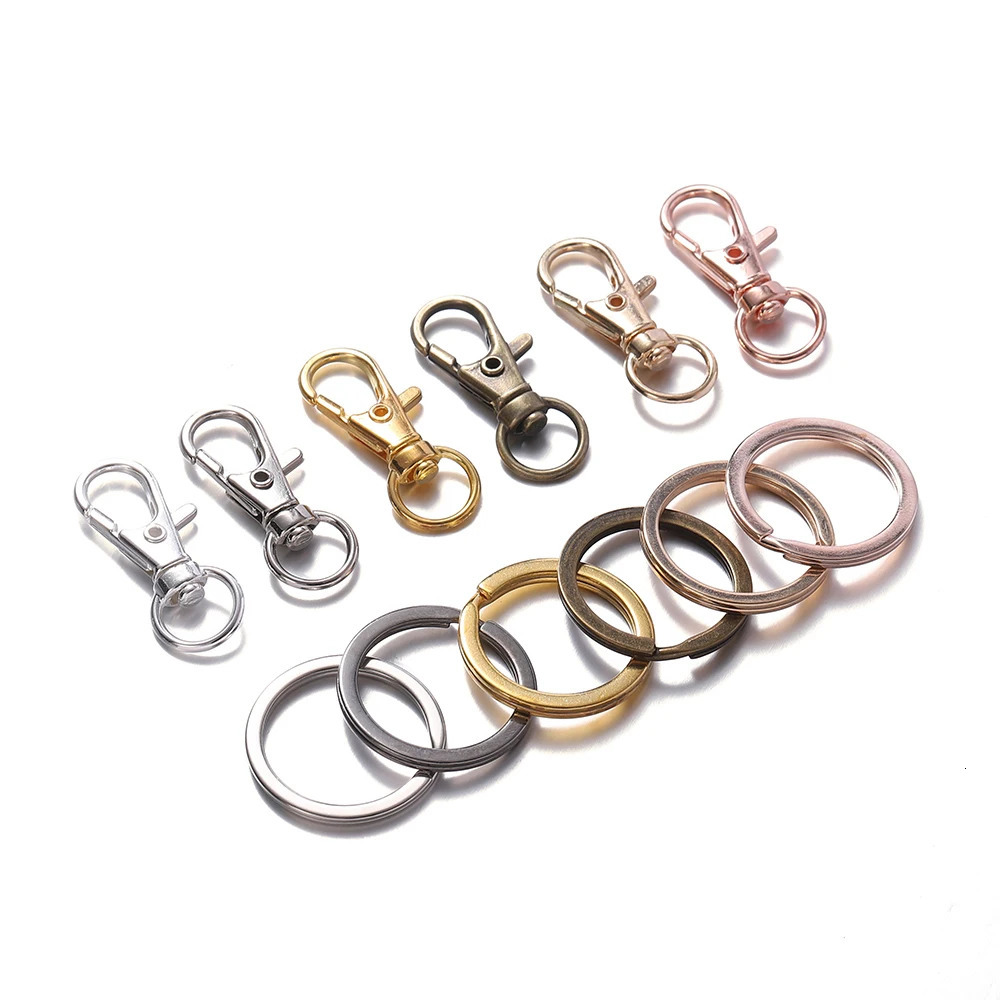 1020Pcs Swivel Clasps Set Lanyard Snap Hooks with Key Chain Rings Keychain Clip for DIY Necklace Bracelet Supplies 250811