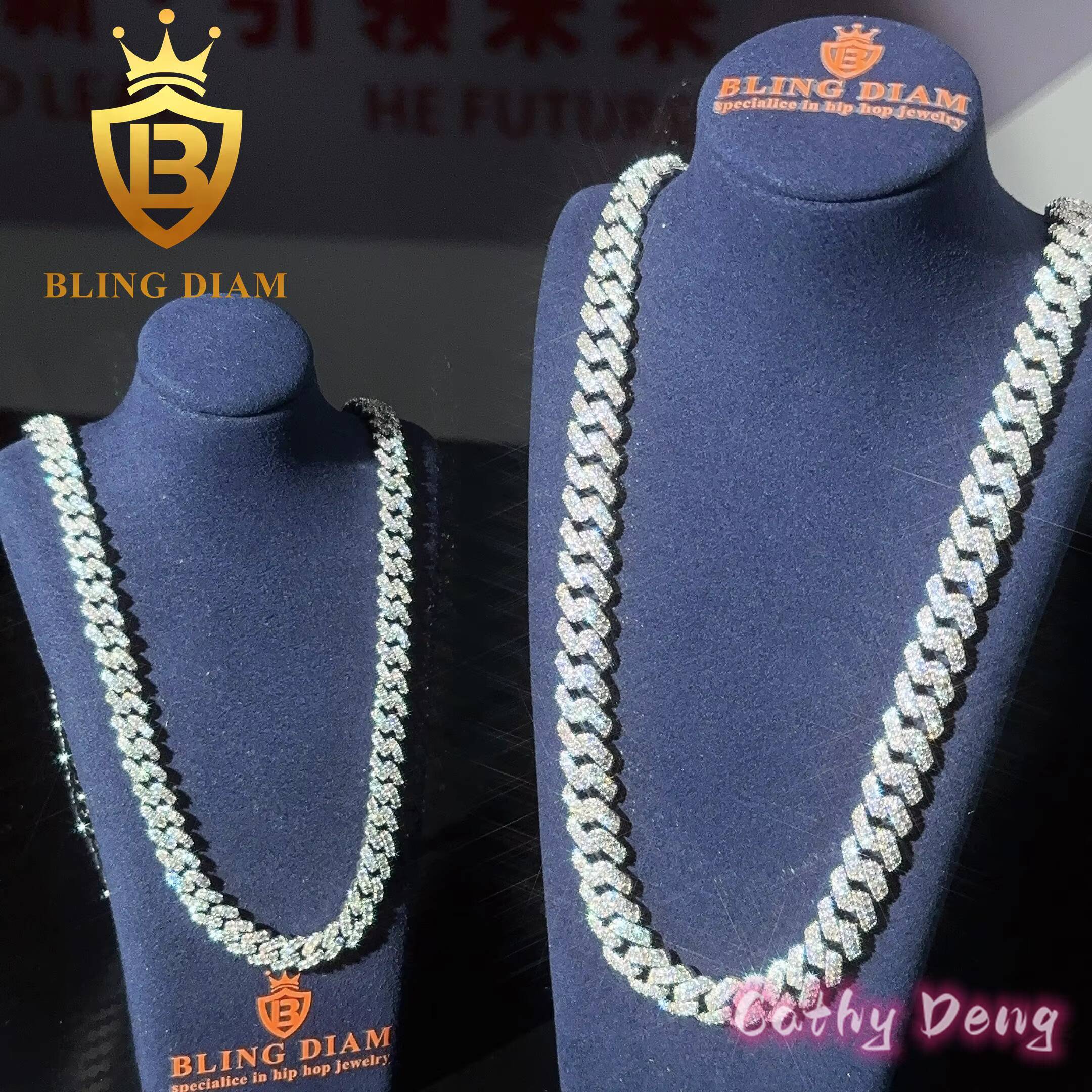 925 Sterling Silver 6mm 8mm 10mm Cuban Link Chain Hip Hop Chain Moissanite Diamond Cuban Link Necklace