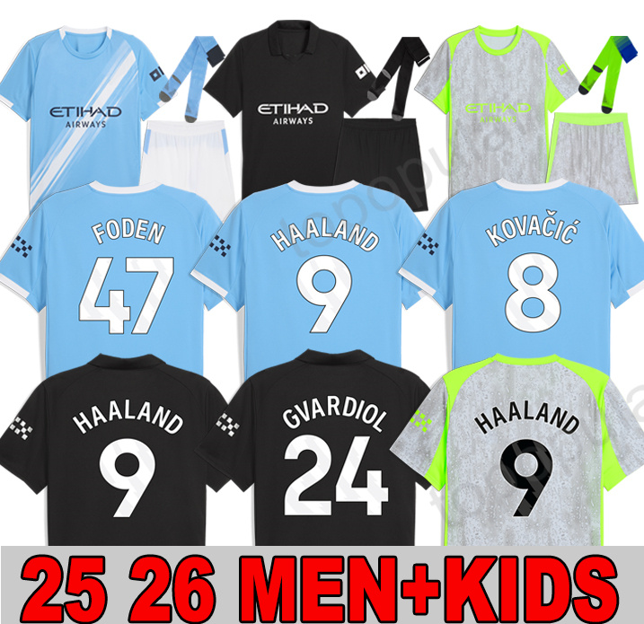 25 26 HAALAND SOCCER JERSEYS GREALISH FODEN SAVINHO 2025 2026 RODRIGO CHERKI MAN CITYS football shirts GVARDIOL REIJNDERS Fans Player version kit men kids