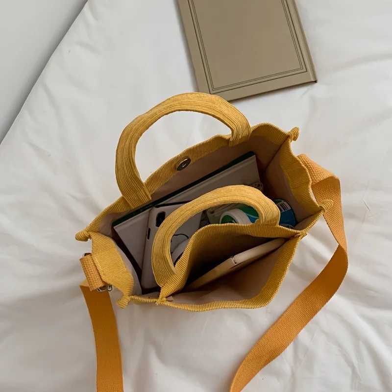 Vintage Corduroy Tote Bag Crossbody Messenger Bag Casual Handbag Shoulder Purse For Women Y250819