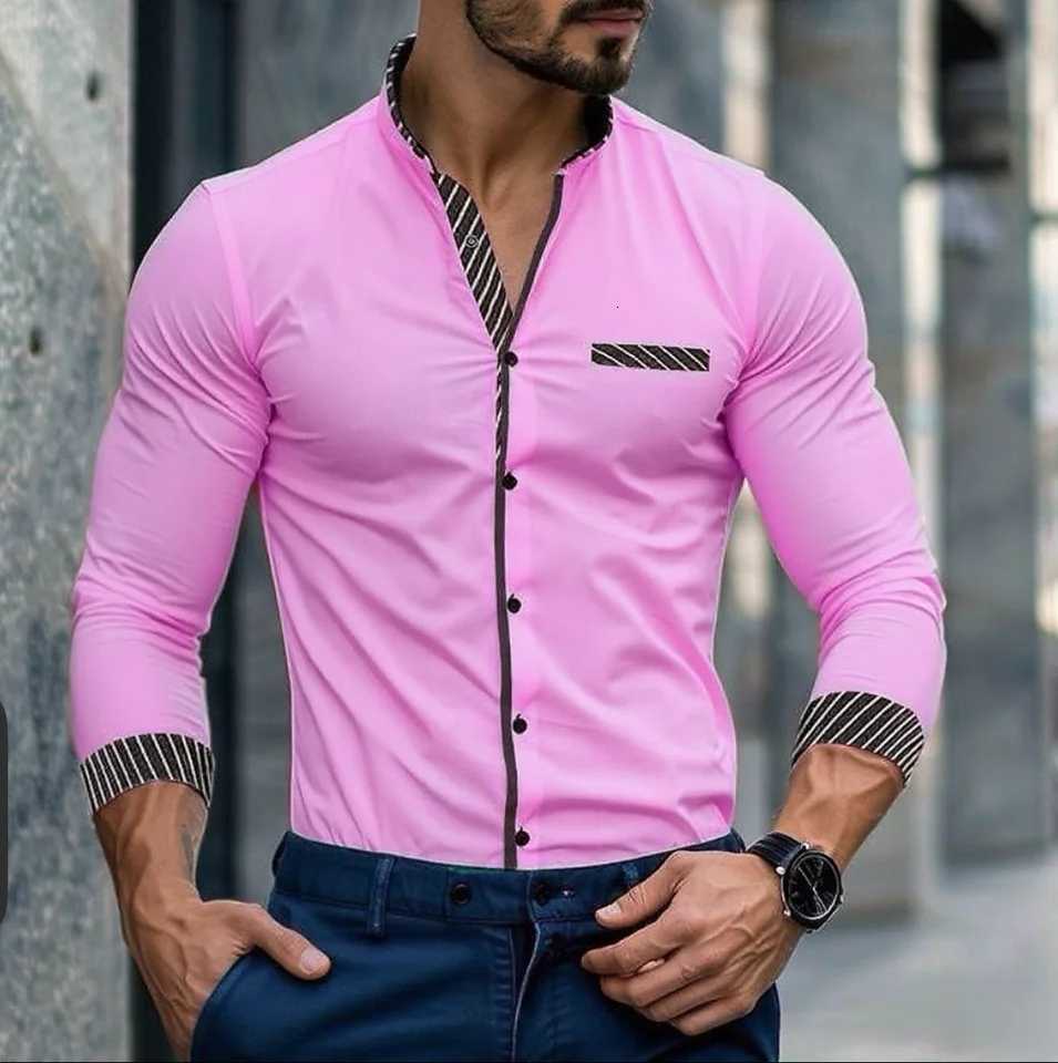 Mens Shirts (13 Colors) Lapel Long Sleeve Shirts Business Office Wear Breathable and Comfortable Fabric XS-6XL Y250819