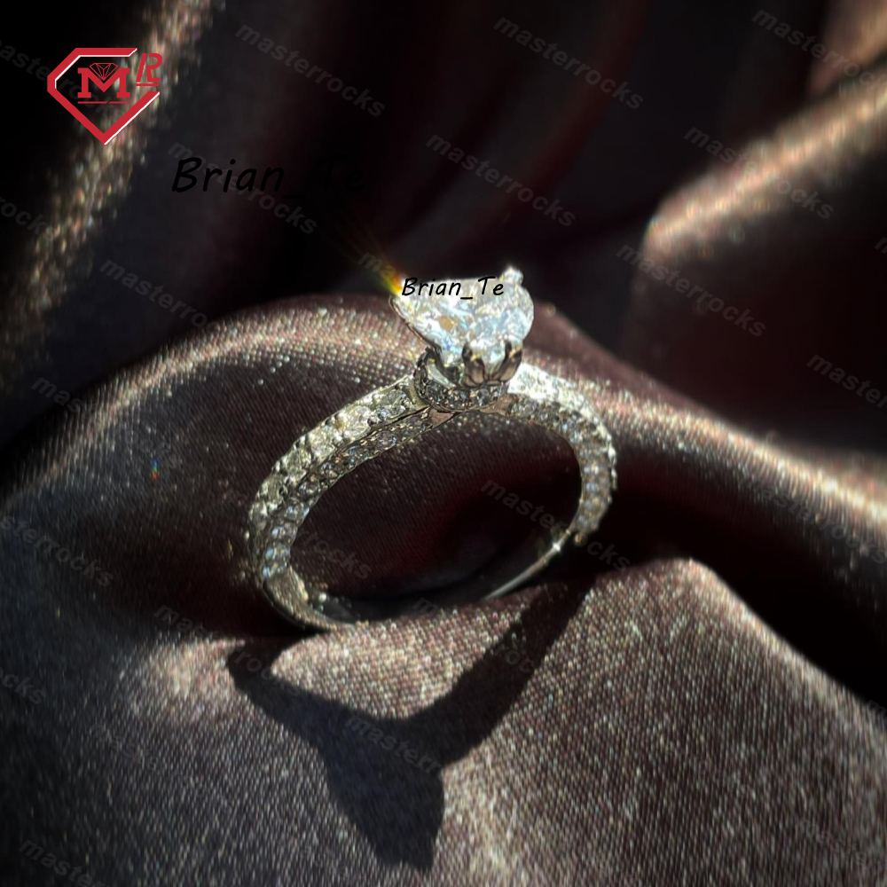 High Quality Heart D Color Vvs Moissanite Diamond Real S925 Eternity Wedding Engagement Moissanite Ring for Women
