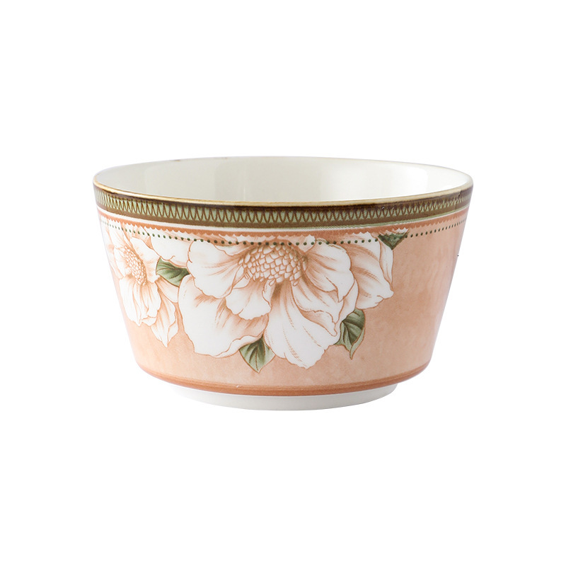Household Camellia Ceramic Bowl Chopsticks High Aesthetic Underglaze Kitchenware Dining Essentials Outdoor Living Room Tableware